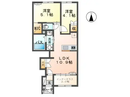 CENTRAL GARDEN II(2LDK/1階)の間取り写真