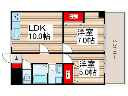 プルミエール田辺(2LDK/2階)の間取り写真