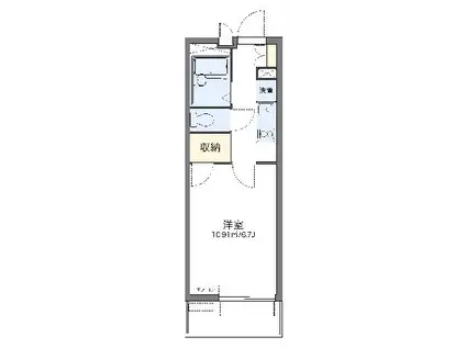 レオパレスアズール新都心(1K/1階)の間取り写真