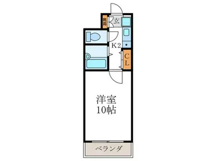 ピラーズ御所西(1K/3階)の間取り写真