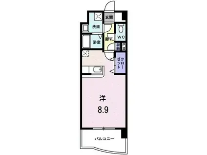 フォーウィルズコート(1K/9階)の間取り写真