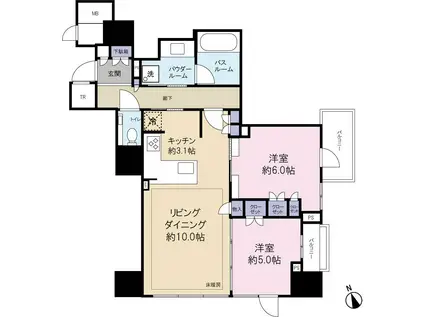 ダイレクトタワー池袋要町(2LDK/19階)の間取り写真