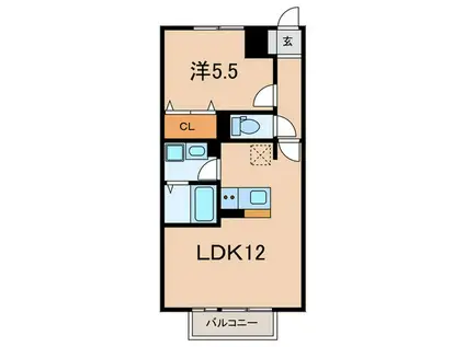 エスペランサ二見 A棟(1LDK/2階)の間取り写真