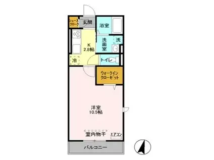 ホジョウレジデンス(1K/2階)の間取り写真