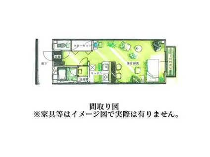 フラワーハイツ(ワンルーム/1階)の間取り写真