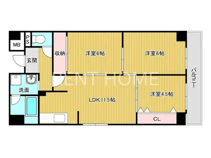 サチ東山本(3LDK/3階)の間取り写真