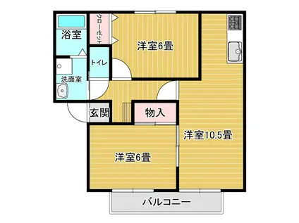ハイツグローリアスC(2LDK/2階)の間取り写真