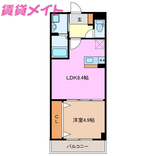 UMI NO MORI(1LDK/2階)の間取り写真