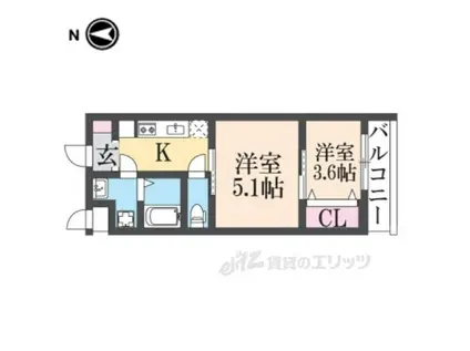 CREST TAPP京都丹波口(2K/3階)の間取り写真