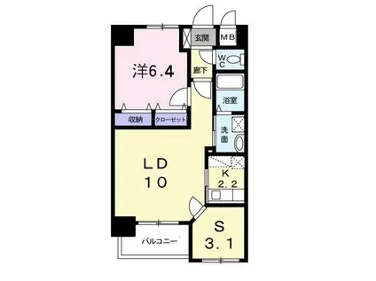 スカイシャトレ空港南(1SLDK/4階)の間取り写真