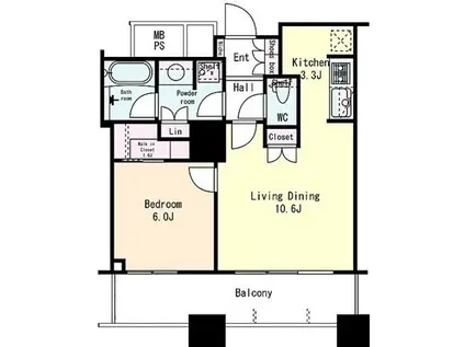 ザ・パークハウス西新宿タワー60(1LDK/14階)の間取り写真