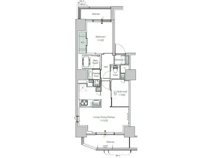 ONE ROOF RESIDENCE NISHI NIPPORI(2LDK/6階)の間取り写真