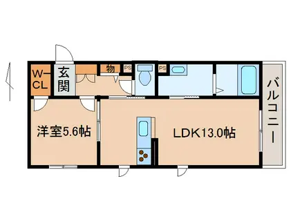 ベレオ金龍寺丁(1LDK/2階)の間取り写真