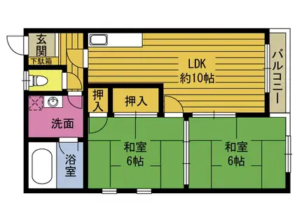 シャルル純(2LDK/2階)の間取り写真