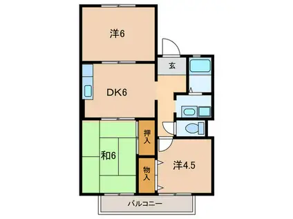 プリシェール南別府(3DK/2階)の間取り写真