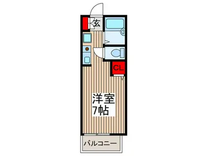 エーデルハイム2(ワンルーム/2階)の間取り写真