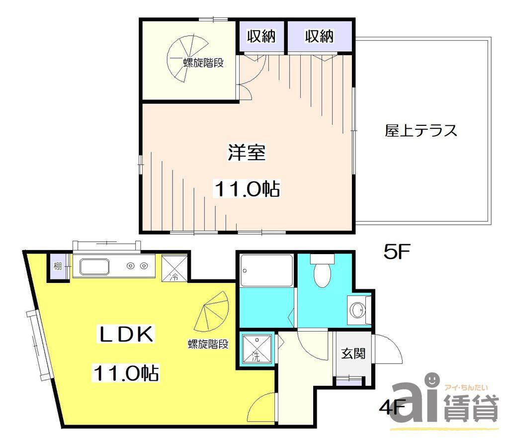 AIFORT.目黒不動前(1LDK/4階)の間取り写真