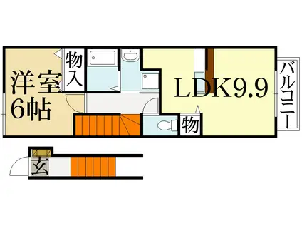 エバーグリーン(1LDK/2階)の間取り写真