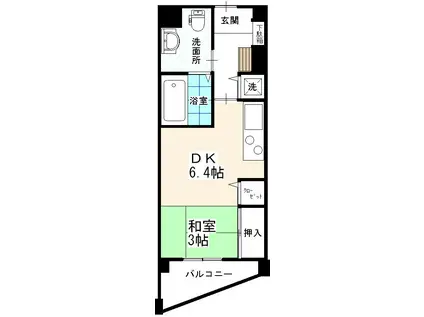 プリマージュ(1DK/4階)の間取り写真