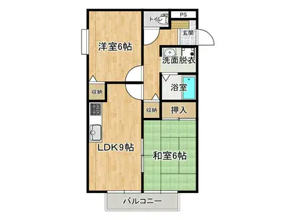 カーサ150B棟(2LDK/2階)の間取り写真