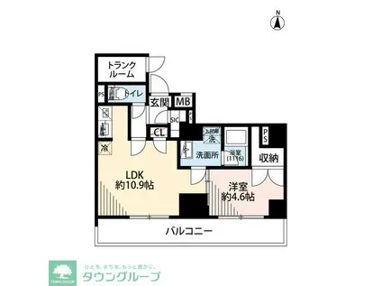 プレール・ドゥーク亀戸VI(1LDK/12階)の間取り写真