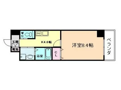 オアシス梅田(1DK/9階)の間取り写真