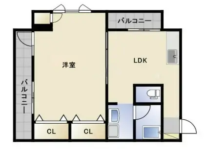 大屋ビル(1LDK/7階)の間取り写真