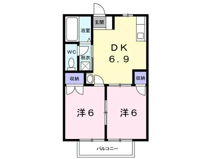アーバンハイツB(2DK/2階)の間取り写真