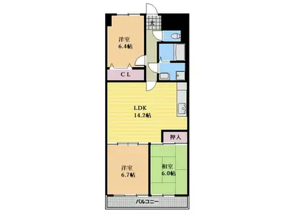 FLORA萩山(3LDK/2階)の間取り写真