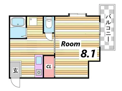 エスポワール春日野道(1K/4階)の間取り写真