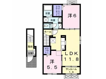 べレットST II(2LDK/2階)の間取り写真