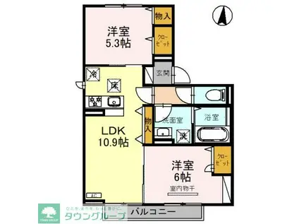 ヴェルデIII(2LDK/1階)の間取り写真