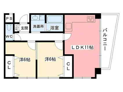 白鳩イーストハイツ(2LDK/3階)の間取り写真