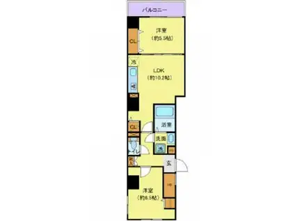 クレヴァンス両国サウス(2LDK/9階)の間取り写真
