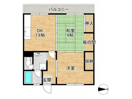 ハイムモリタ(2DK/3階)の間取り写真