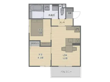 ビタミンテラス明石大久保(2LDK/3階)の間取り写真