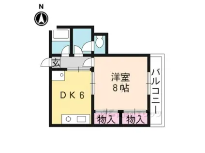 グランミュゼ北野(1DK/3階)の間取り写真