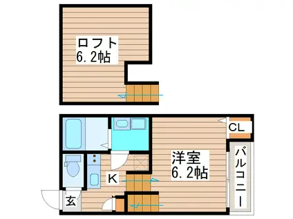 プリメイロ(1K/2階)の間取り写真
