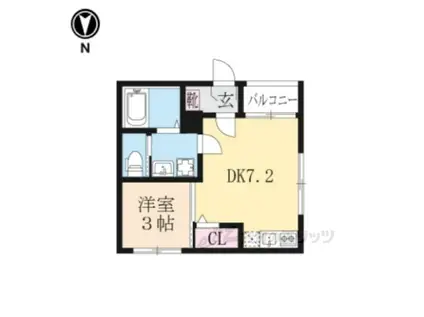 プリマヴェーラ九条(1DK/3階)の間取り写真