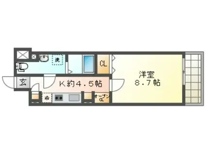 FANTASY SPACE千田(1K/4階)の間取り写真