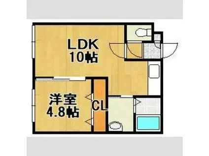 HES-MODE(1LDK/2階)の間取り写真