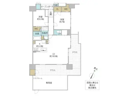 アネージュ東海プレナージュ(2LDK/1階)の間取り写真