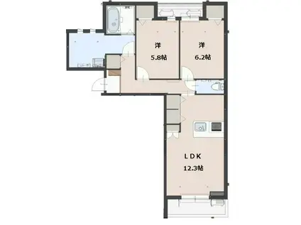 グラン・ルミエール(2LDK/2階)の間取り写真