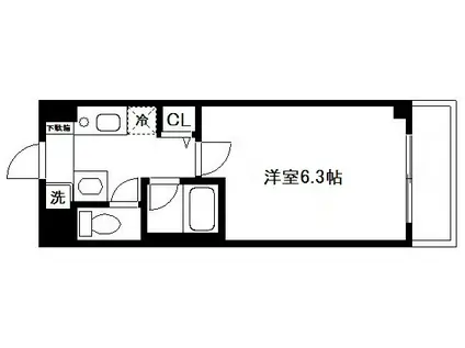 シリウス横濱(1K/3階)の間取り写真