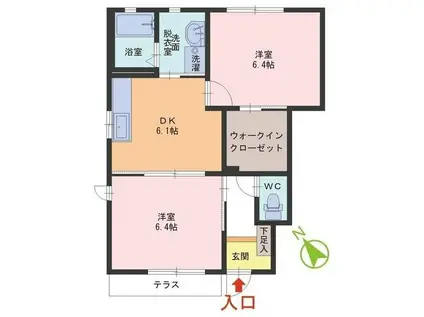 エル・シャローム(2DK/1階)の間取り写真