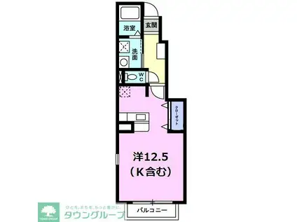 シュクレ・ポワールA(ワンルーム/1階)の間取り写真