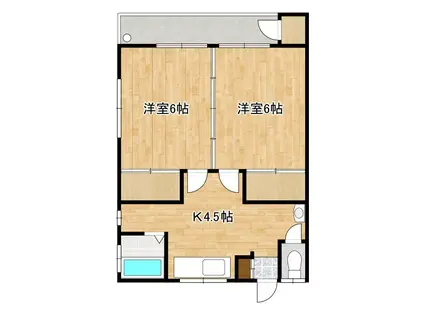 プロスペリタ城山(2K/1階)の間取り写真