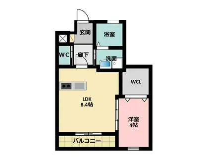 ル・リオン根洗(1LDK/2階)の間取り写真