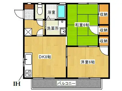 夢ハイツ東町(2DK/2階)の間取り写真