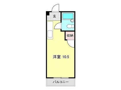 レジデンス優美I (ワンルーム/3階)の間取り写真